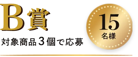 B賞 15名様 対象商品3個で応募